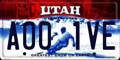 UT license plate A001VE