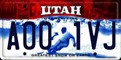 UT license plate A001VJ