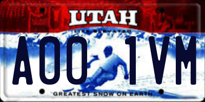 UT license plate A001VM