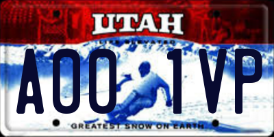 UT license plate A001VP