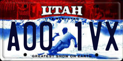 UT license plate A001VX