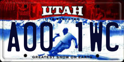 UT license plate A001WC