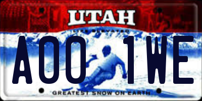 UT license plate A001WE