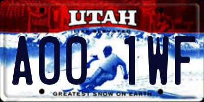 UT license plate A001WF