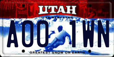 UT license plate A001WN