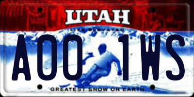 UT license plate A001WS