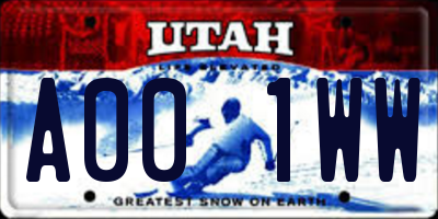 UT license plate A001WW