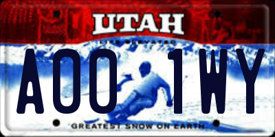 UT license plate A001WY