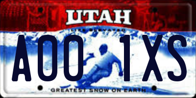 UT license plate A001XS