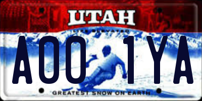 UT license plate A001YA