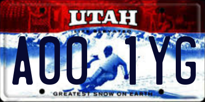 UT license plate A001YG