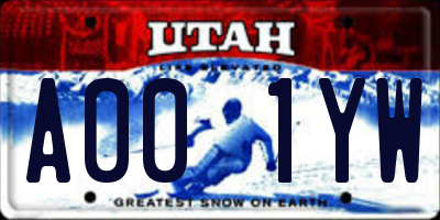 UT license plate A001YW