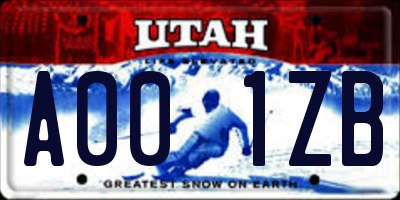 UT license plate A001ZB