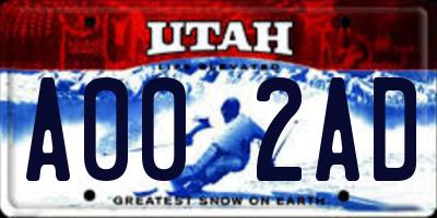 UT license plate A002AD