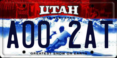 UT license plate A002AT