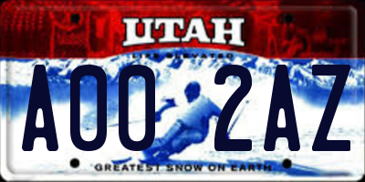 UT license plate A002AZ