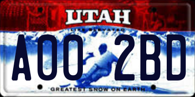 UT license plate A002BD