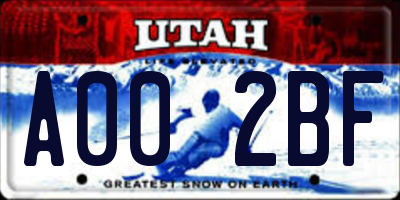 UT license plate A002BF