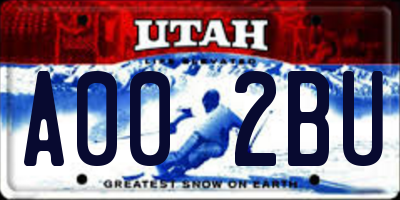 UT license plate A002BU