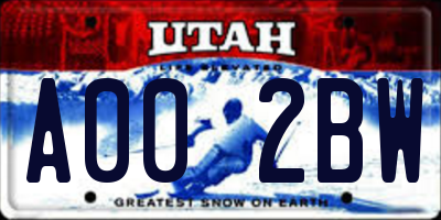 UT license plate A002BW