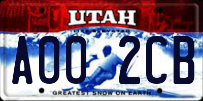 UT license plate A002CB