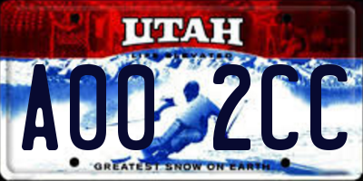 UT license plate A002CC