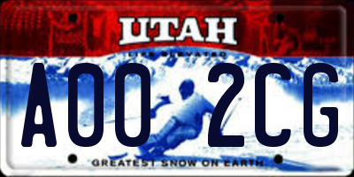 UT license plate A002CG