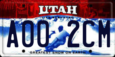 UT license plate A002CM