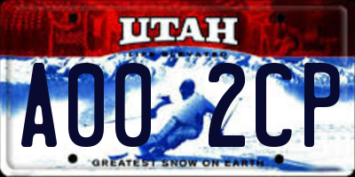 UT license plate A002CP