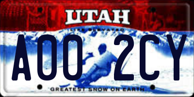 UT license plate A002CY