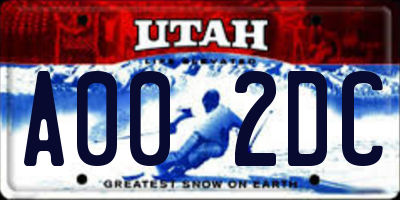 UT license plate A002DC