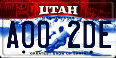 UT license plate A002DE