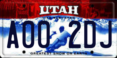 UT license plate A002DJ