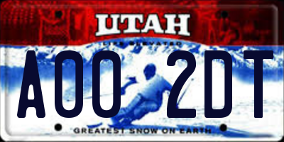 UT license plate A002DT
