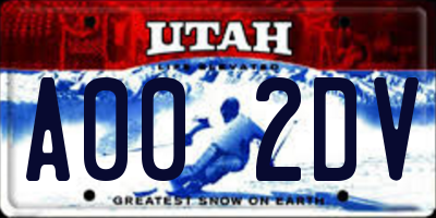 UT license plate A002DV