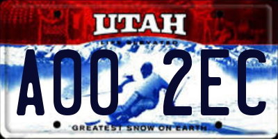 UT license plate A002EC