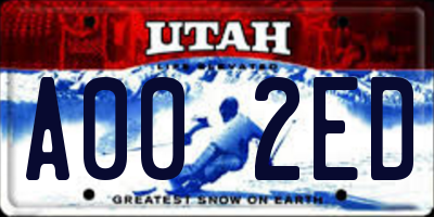 UT license plate A002ED