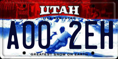 UT license plate A002EH