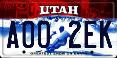 UT license plate A002EK