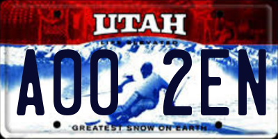 UT license plate A002EN