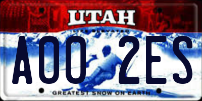 UT license plate A002ES