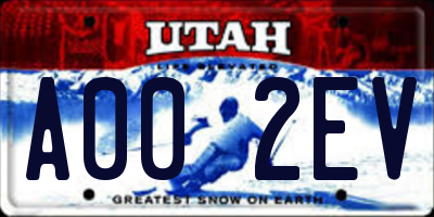 UT license plate A002EV