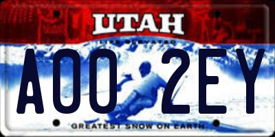 UT license plate A002EY