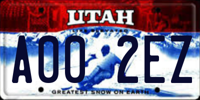 UT license plate A002EZ