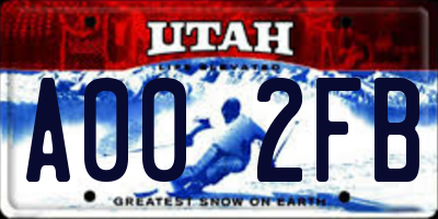 UT license plate A002FB