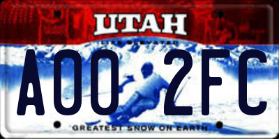 UT license plate A002FC