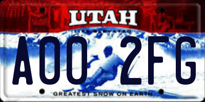 UT license plate A002FG