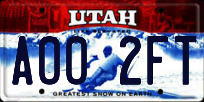 UT license plate A002FT