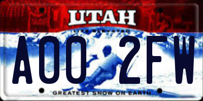 UT license plate A002FW
