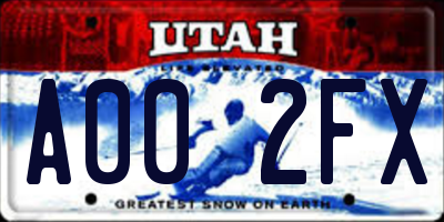 UT license plate A002FX